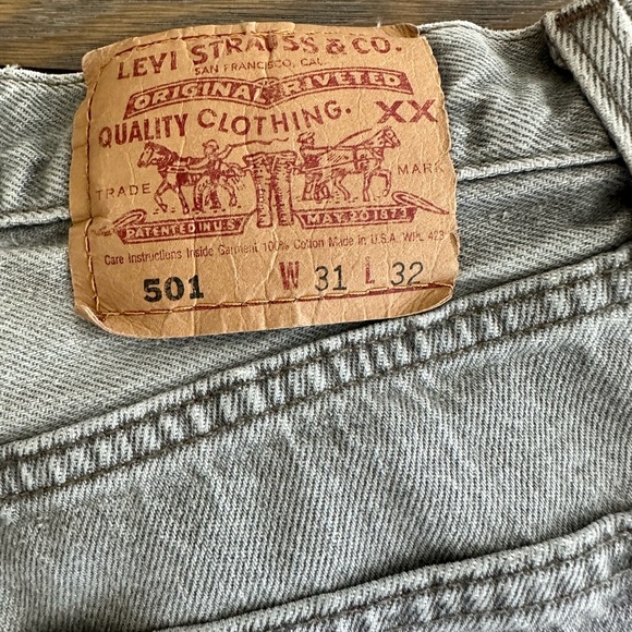 Levi’s 501 Button fly jeans 31x32 in grey - FITS TIGHTER - Picture 7 of 10